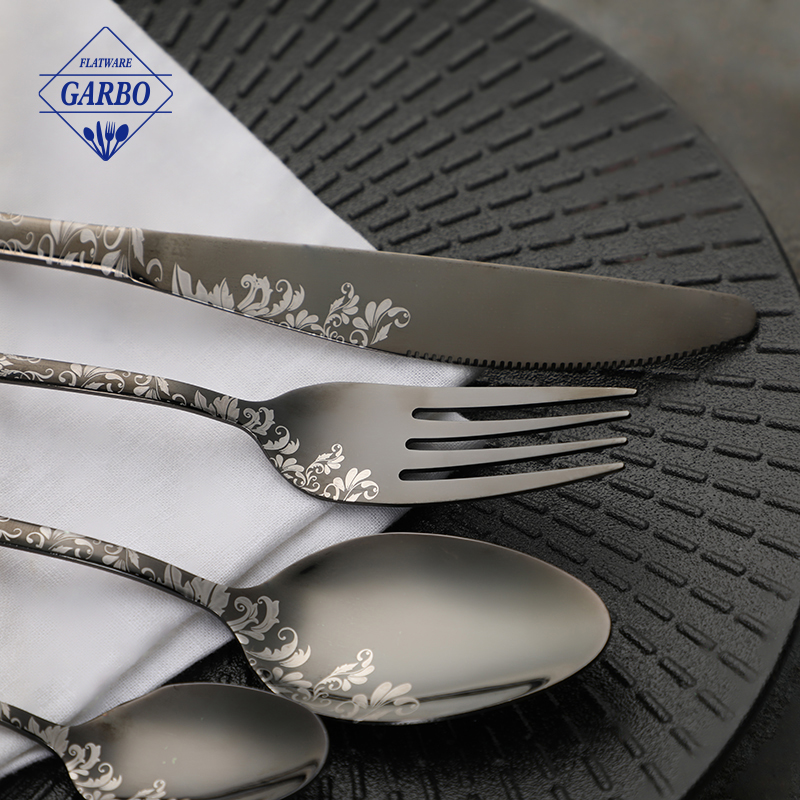 Wholesale Fancy PVD Finish Cutlery with Laser Pattern Customizable Factory Supply