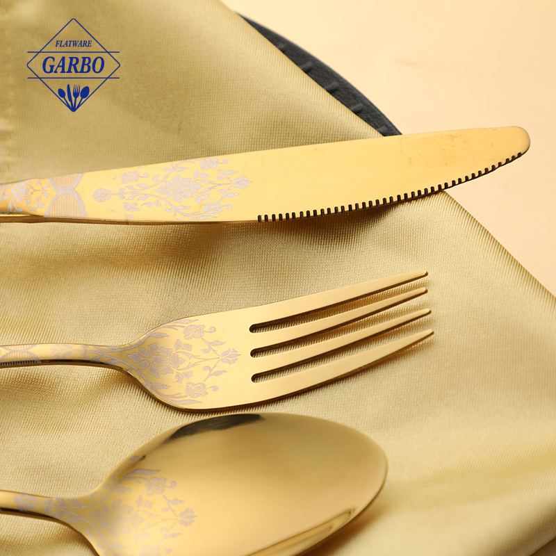 Exquisite High Quality Colorful Laser-engraving Dinner Fork Wholesale Flatware Supply