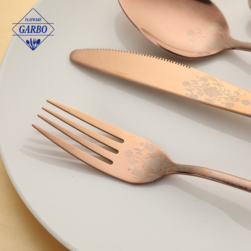 Exquisite High Quality Colorful Laser-engraving Dinner Fork Wholesale Flatware Supply