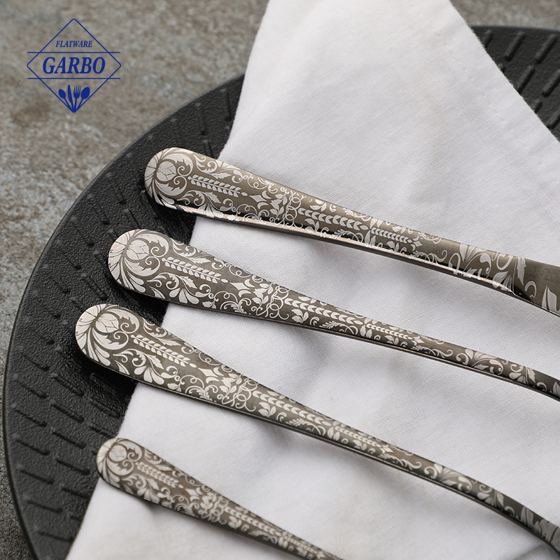  Middle-east Popular Stainless Steel Dinner Spoon with Gold Plated Handle 