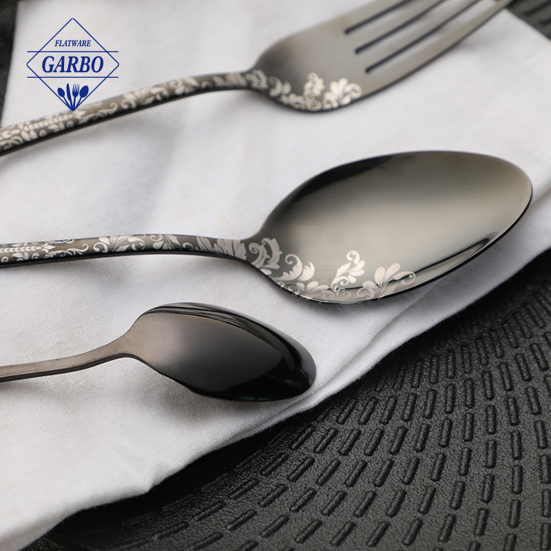  Middle-east Popular Stainless Steel Dinner Spoon with Gold Plated Handle 