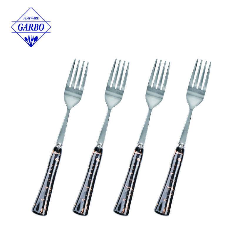 Ceramic Handle Stainless Steel Cutlery Forks Set  Dinner Forks - Dessert Forks Ideal and Dessert Spoon and Fork for Home Kitchen or Restaurant