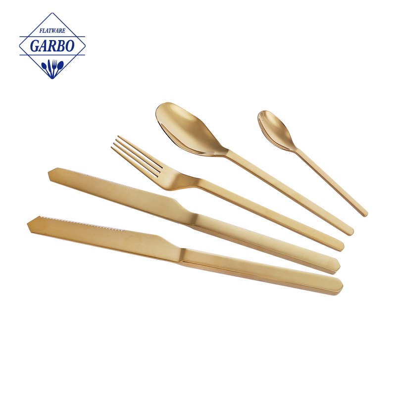 Gold electroplated silver flatware set traditional cutlery with uniqe and special design