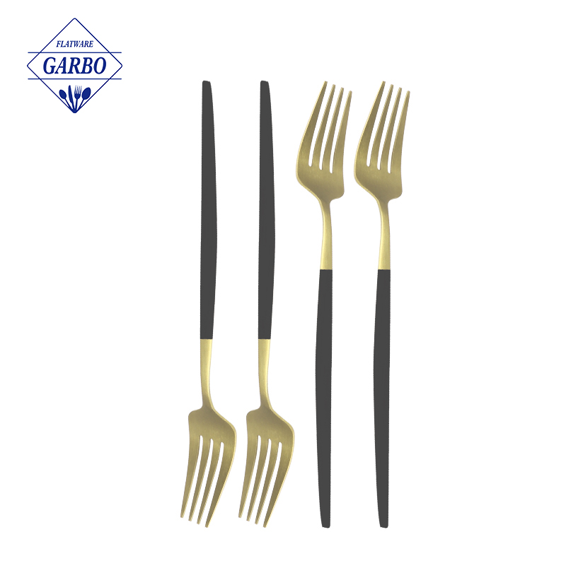 China High Quality Delicate Elegant Handle Stainless Steel Gold Fork