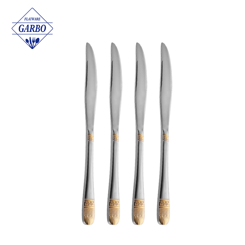 Middle East Hot Selling Stainless Steel Dinner Knife with Golden Plating Handle