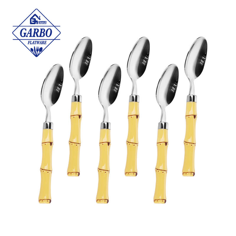 410 Meterial Corrugated shape Plastic handle spoon