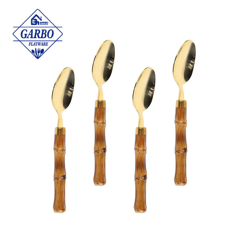 Gold luxury printing stainless steel food spoon