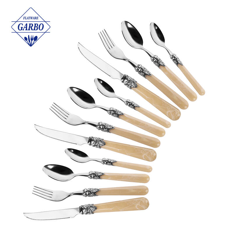 410 Stainless Steel 12 Buah Sendok Garpu Set Pegangan PS Sendok Garpu Set