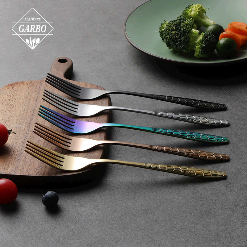 Rainbow Dinner Fork 6 Pieces Stainless Steel 8.17 Inch Forks Colorful Titanium Plating Silverware Mutil-Color Forks