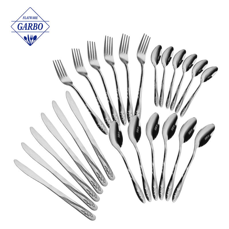 GARBO Hiware 24-Piece Silverware Set with Steak Knives for 6,  Stainless Steel Flatware Cutlery Set For Home Kitchen Restaurant Hotel,