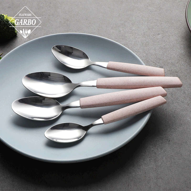 wheat design plstice handle stainless steel spoon