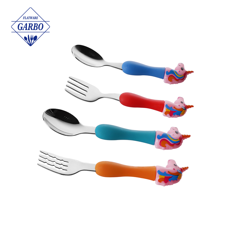 Children's gift unicorn tableware cute plastic flatware set food grade