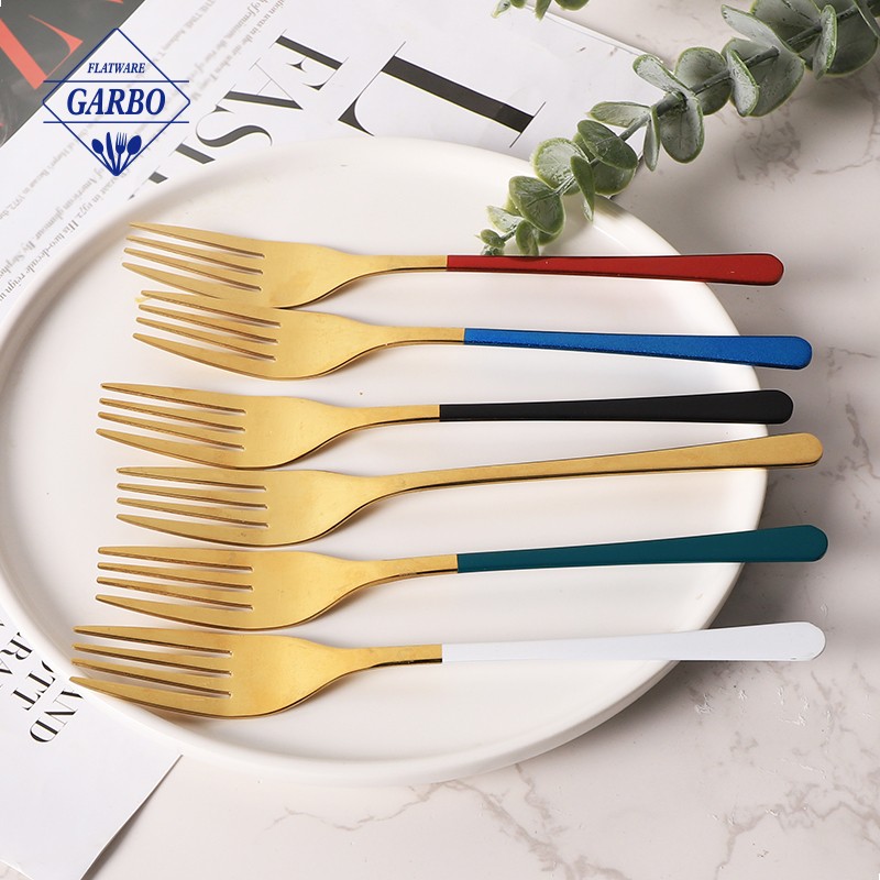 Colorful handle design metal  430  stainless steel fork