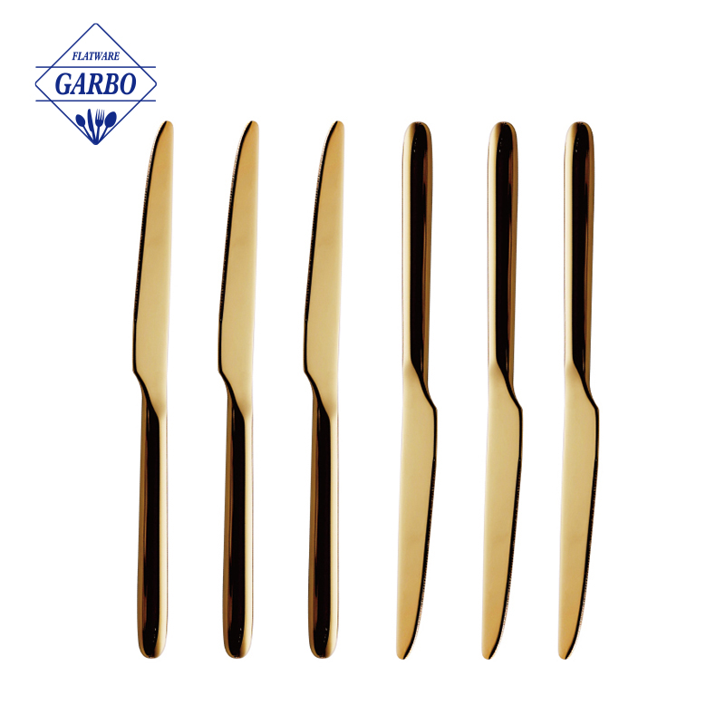 High Quality 420 Stainless Steel Luxury Electroplating Gold Colored Dinner Knife