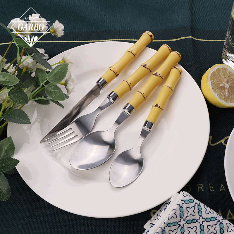 Competitive Price Modern Design Eco-friendly Bamboo Plastic Handle Flatware Set