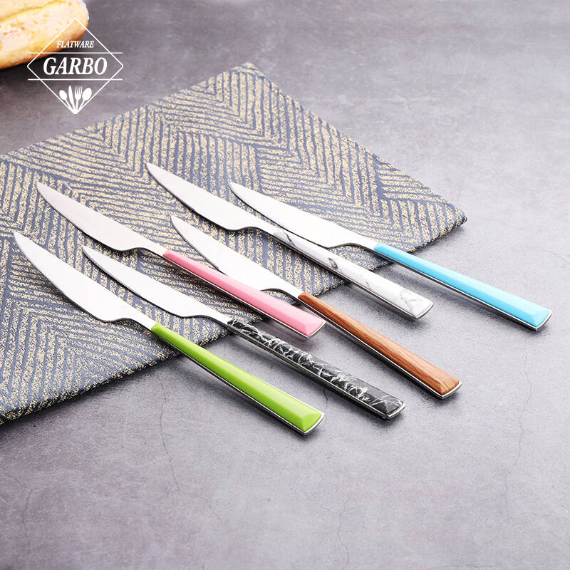 colorful plastic handle dinner knife 410 ss restaurant use table knife