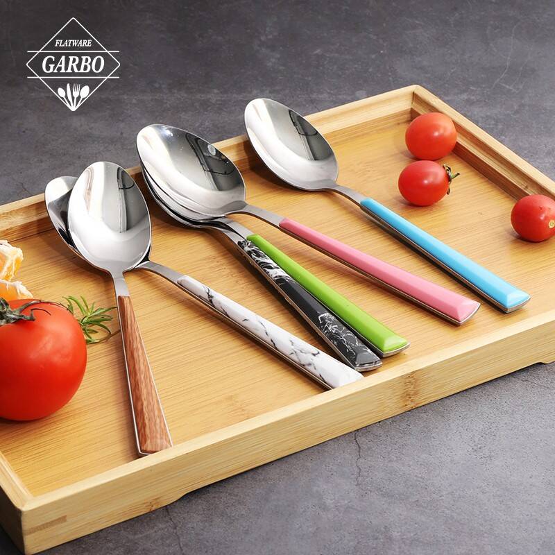 multi color plastic handle stainless steel high quality dinner spoon