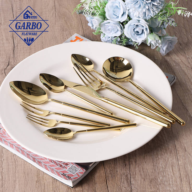 Noble golden 304ss mental knife fork spoon dinnerware high-end cutlery set for wedding