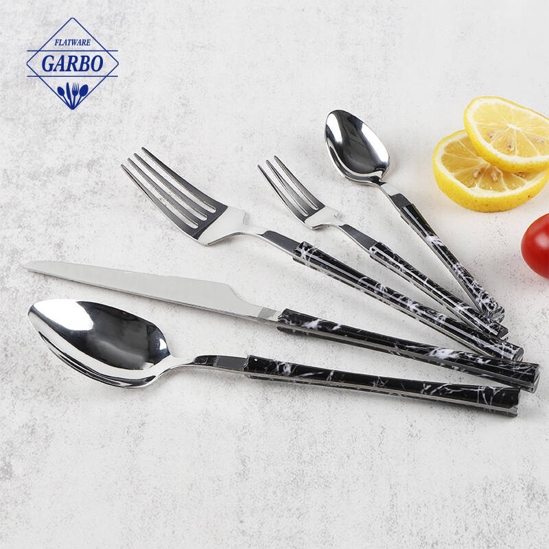 Mirror polish stainless steel flatware set of 24pcs plastic handle knife fork spoon cutlery set