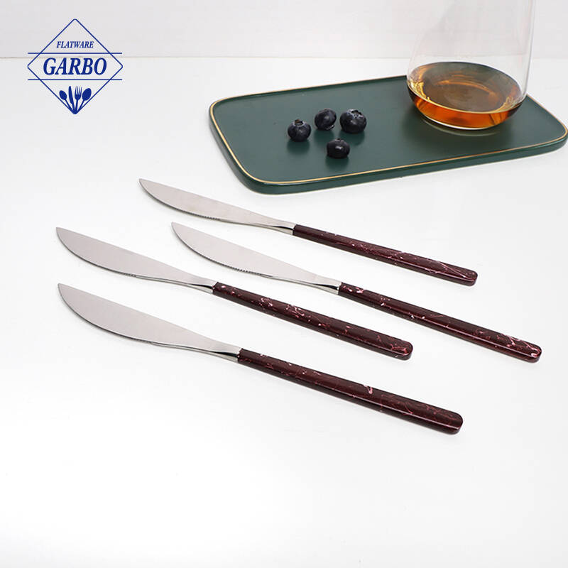 Modernong hot selling marble design flatware premium 430 stainless steel dinner knife