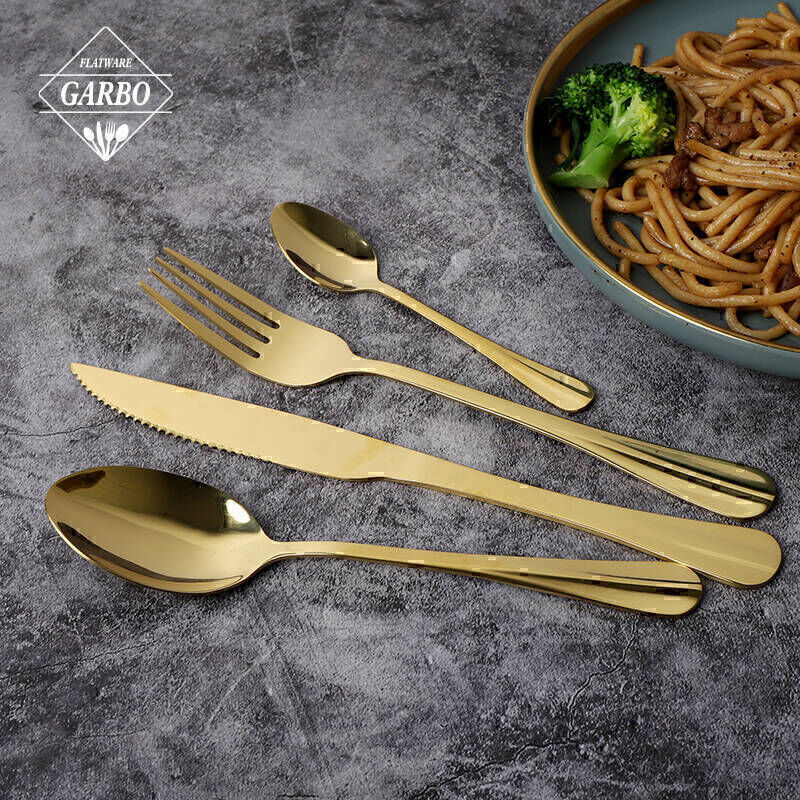 Classic Simplicity Baguette PVD Coating Cutlery Handle with Raised Lines