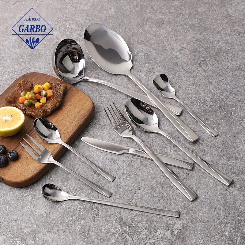 4 na set sliver household dinner cutlery set na may embossed handle