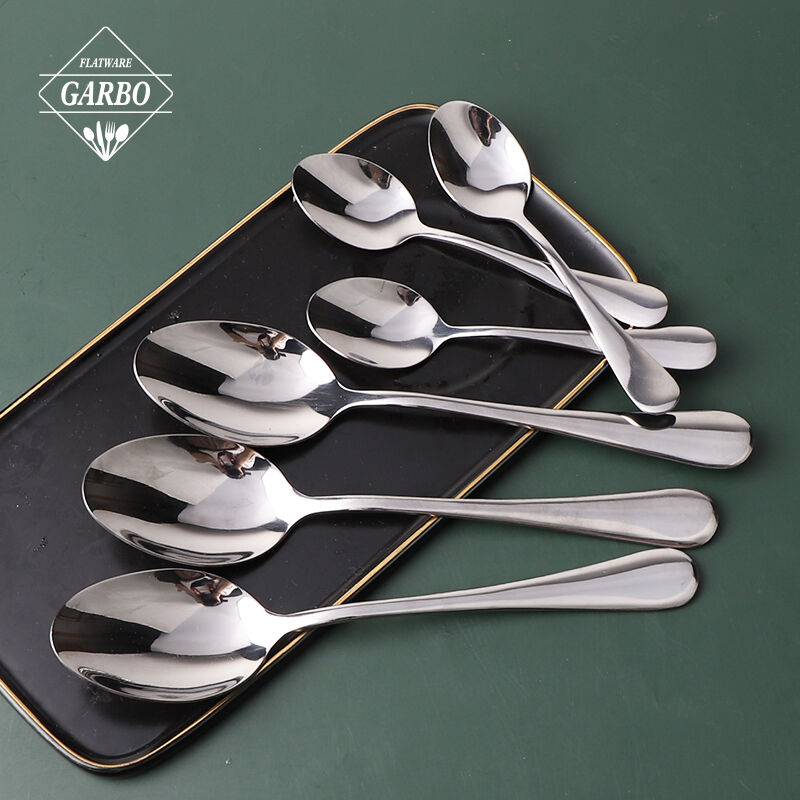 Amazon Top Sale Simple Style Stainless Steel Silvery Teaspoon Dinner Spoon