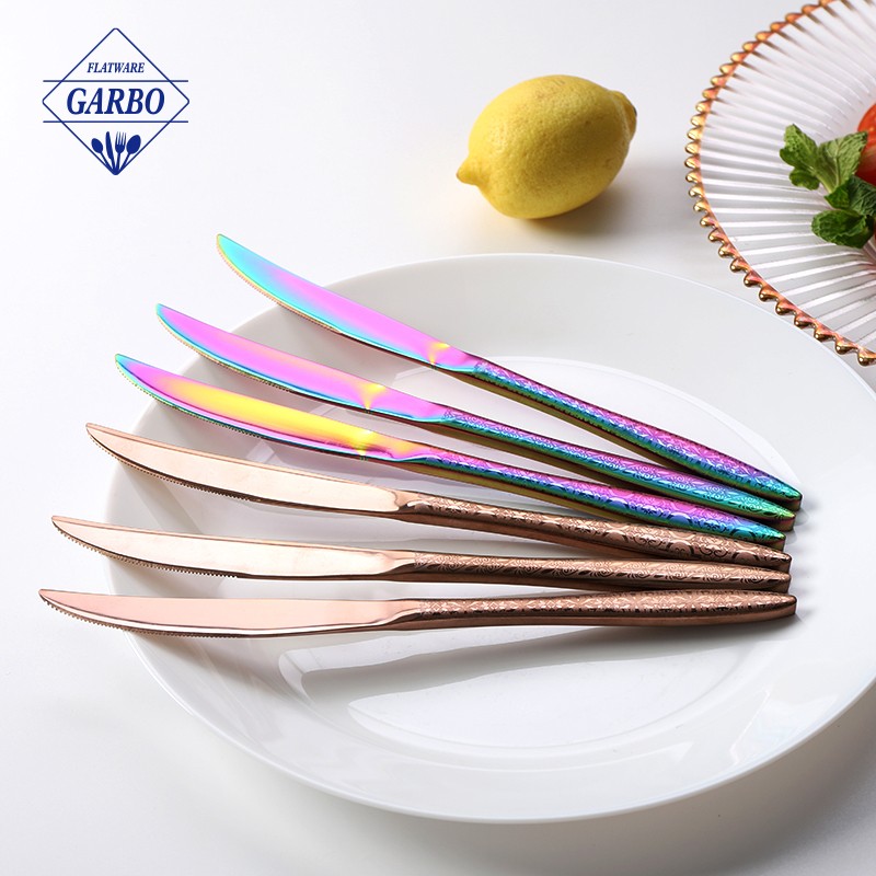 410 stainless steel colored rainbow hot selling dinner knife