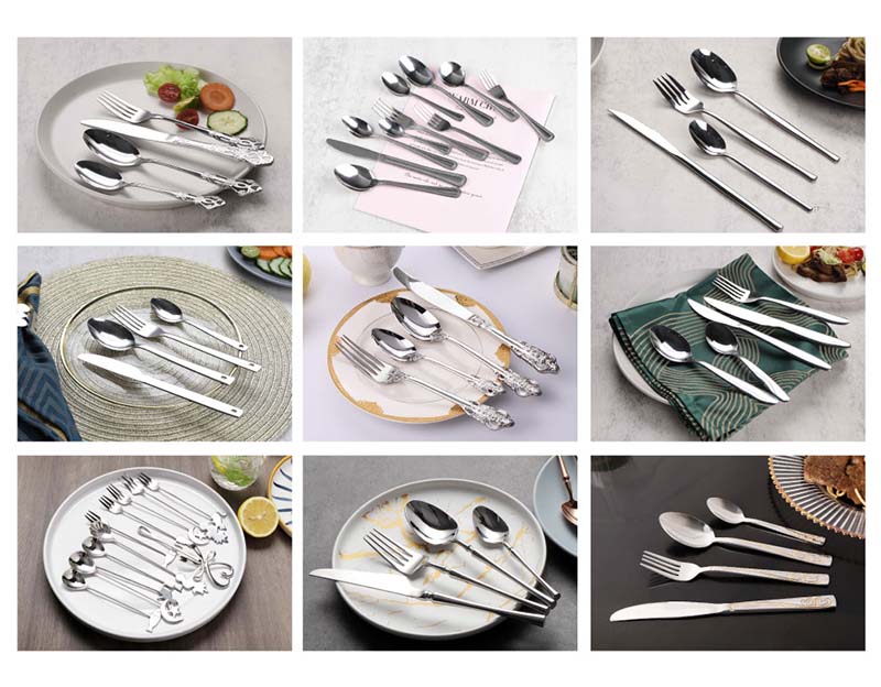 Sliver color stock 201ss flatware china factory hot sale 7pcs cutery gift sets