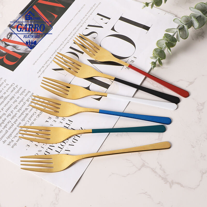 Hot Selling Colored Thin Handle Cutlery Stainless Steel Mirror Dinner Fork