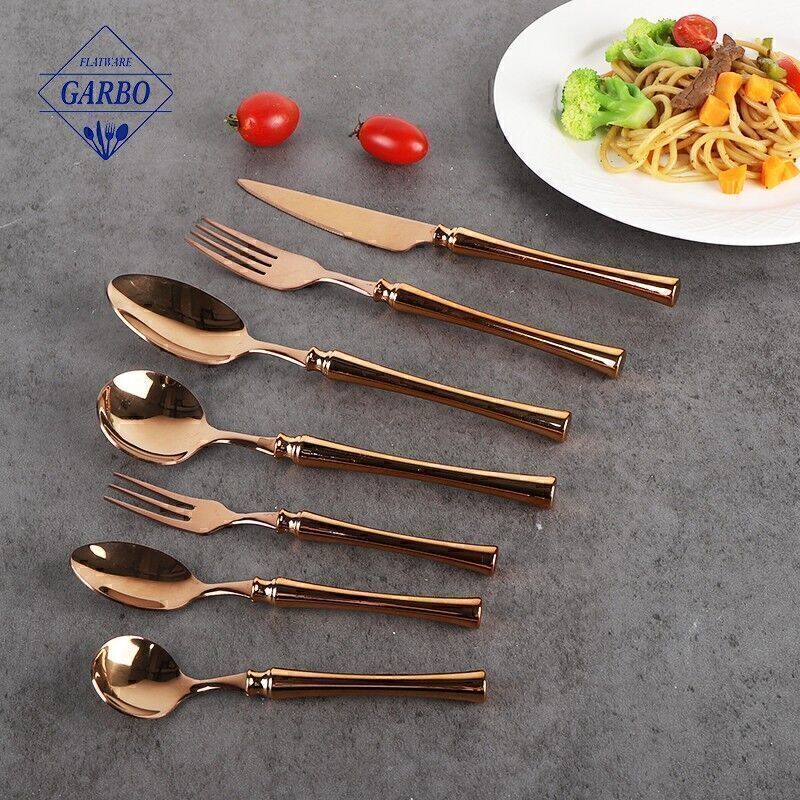 Hot sale nice design gold flatware set mirror polish cutlery set