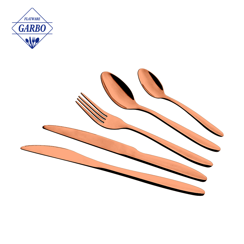 Exquisite and Versatile 410 Stainless Steel Cutlery Set Rose Gold Electroplated Flatware