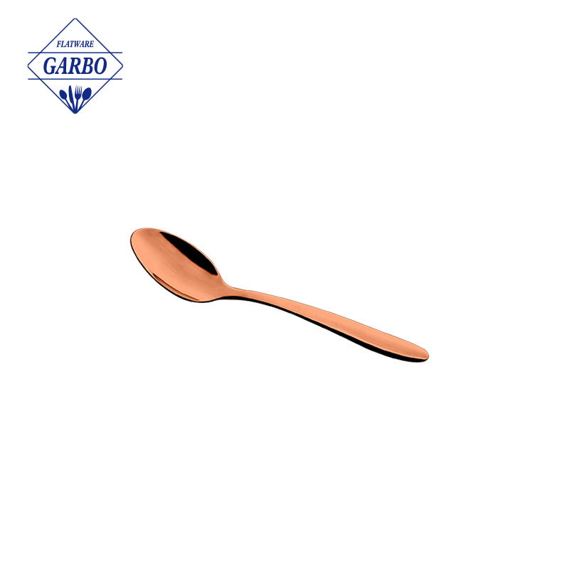 Mirror Polished Stainless Steel Teaspoon Dessert Spoon na may PVD Gold Color