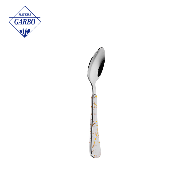 Versatile 410 Stainless Steel Teaspoon with White Plastic Handle for Bulk Wholesale