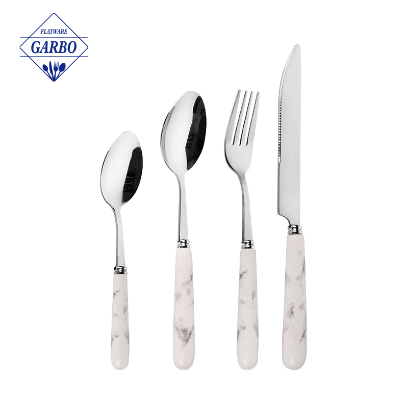 Sophisticated Dining: Premium Silver Flatware Collection with Ceramic Handle