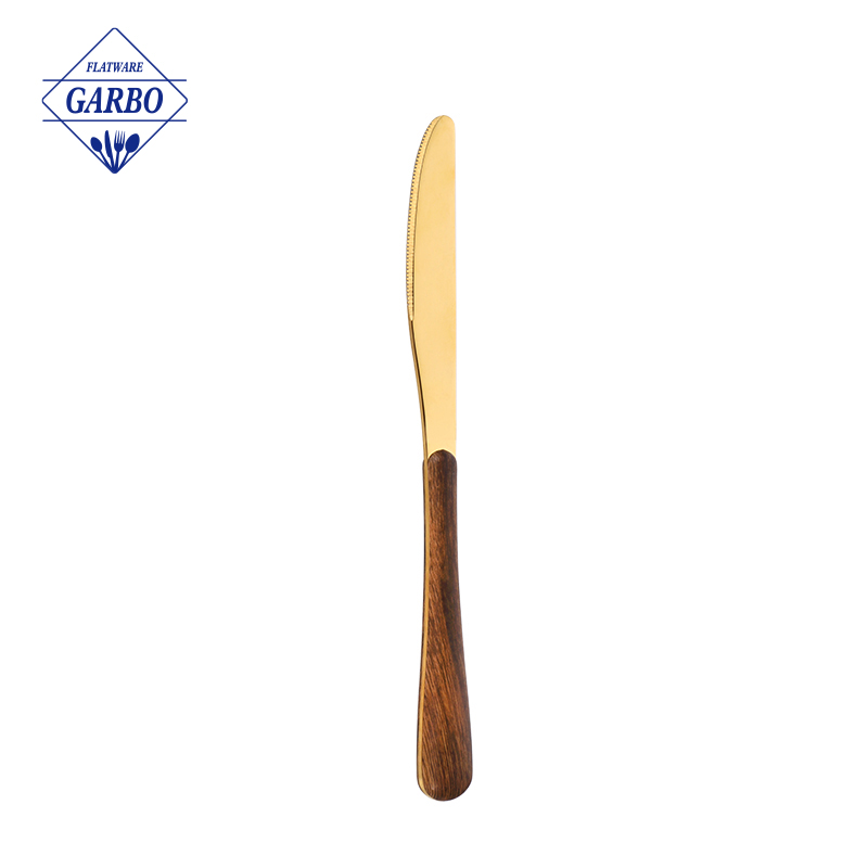 Wooden design handle dinner knife supplier in China