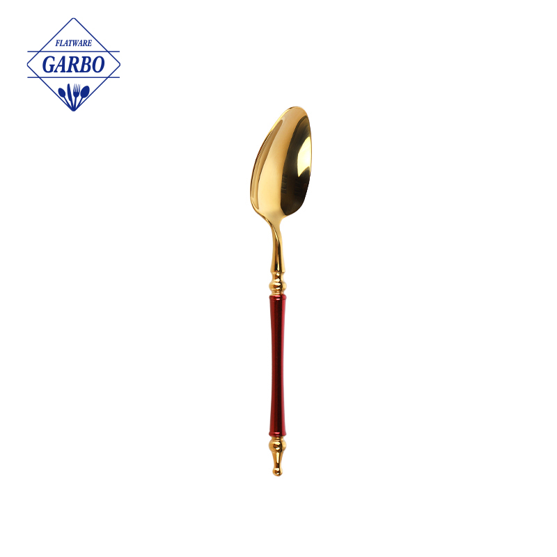 304 Classic design tea spoon mirror polish gold  spoon