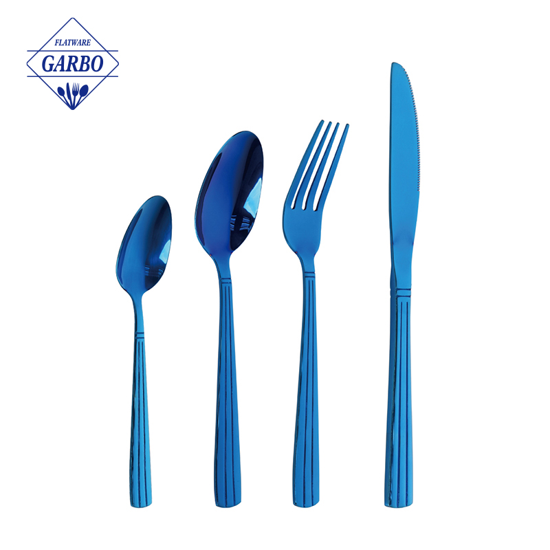 Bule spray color flatware sets china factory cutlery set