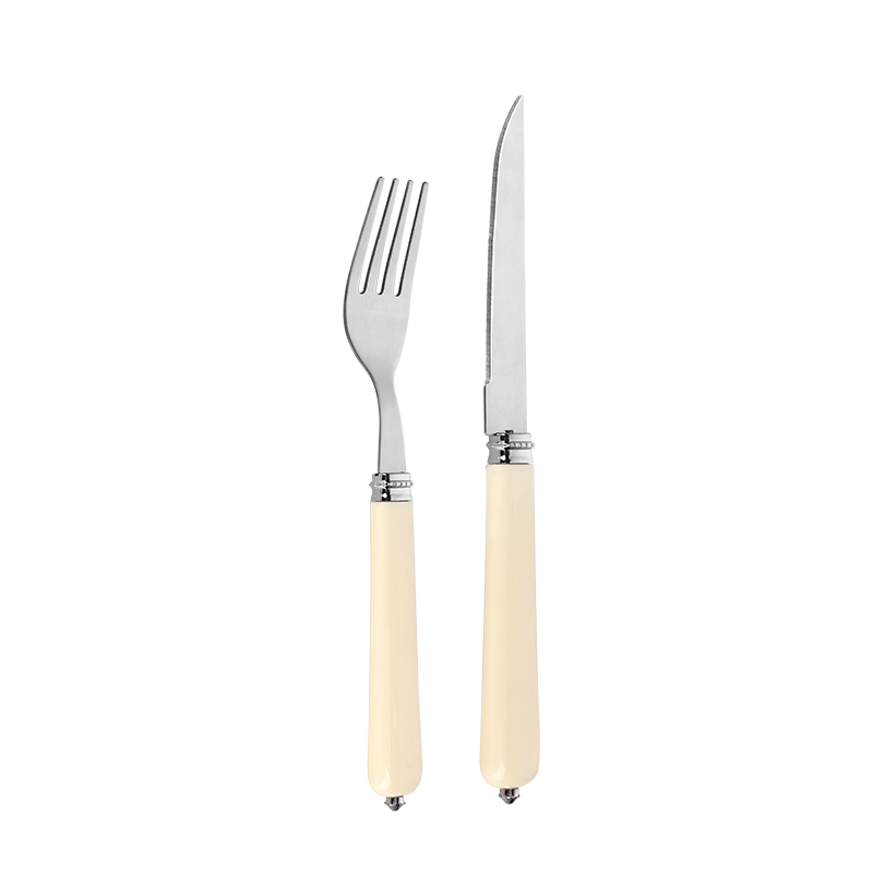 색깔 플라스틱 손잡이를 가진 12pcs 스테인리스 flatware 세트