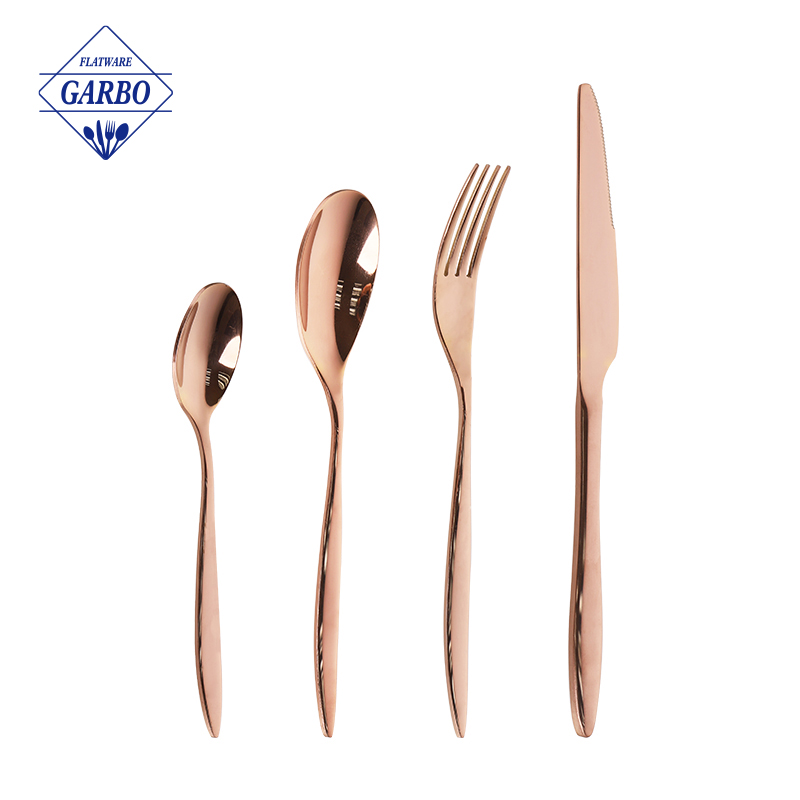 Newest design flatware sets with rose gold color  wholesaler