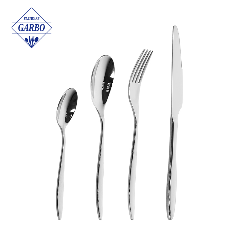 Set Peralatan Makan Stainless Steel Perak Ideal untuk Grosir Peralatan Makan Restoran