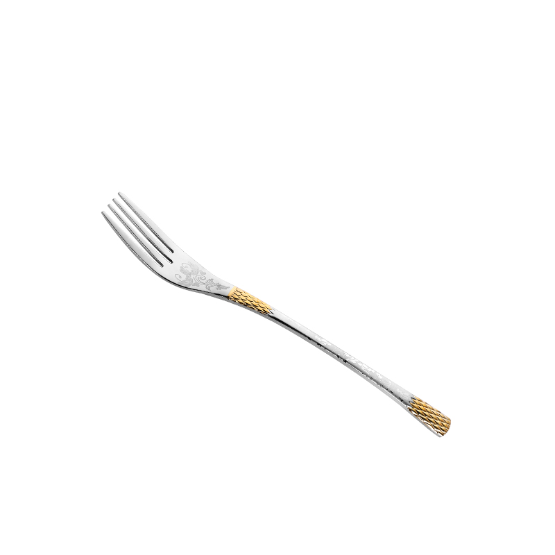 Middle hotselling stainless steel dinner fork with golden plated and laser