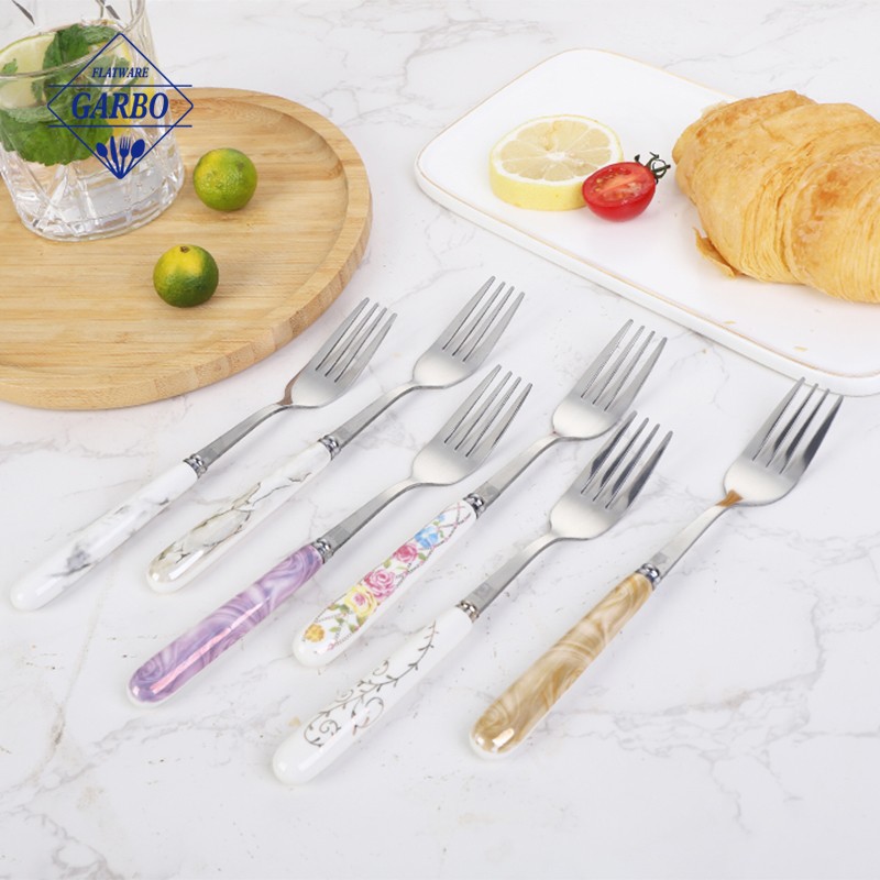 New design dinner fork with ceramic hand sliver forks