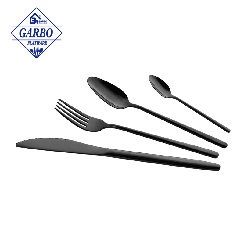 Manufacturer Bulk Price Black Colored Food Grade Stainless Steel Cutlery Set