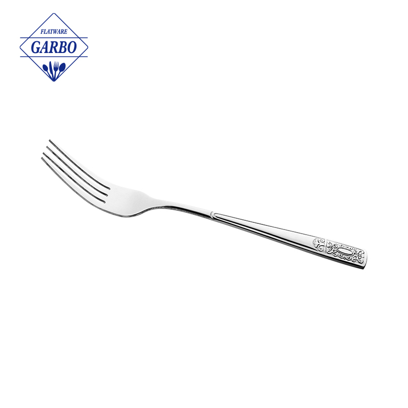 Amazon New Design Vintage Embossed Silvery Stainless Steel Dinner Fork