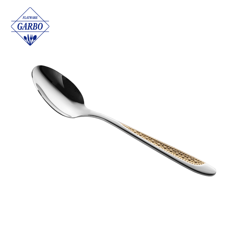 410SS High quality dinner spoon with electroplating handle