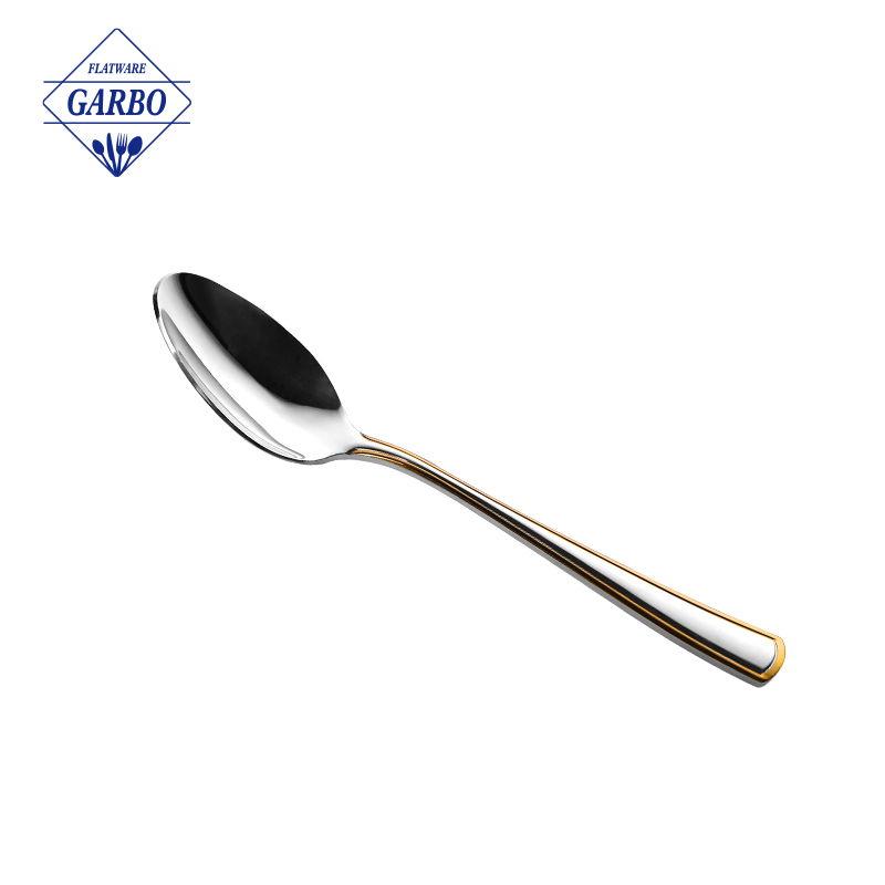 Cucchiaio da pranzo per cucchiaino da tè con specchio con manico in oro placcato di alta qualità di fabbrica