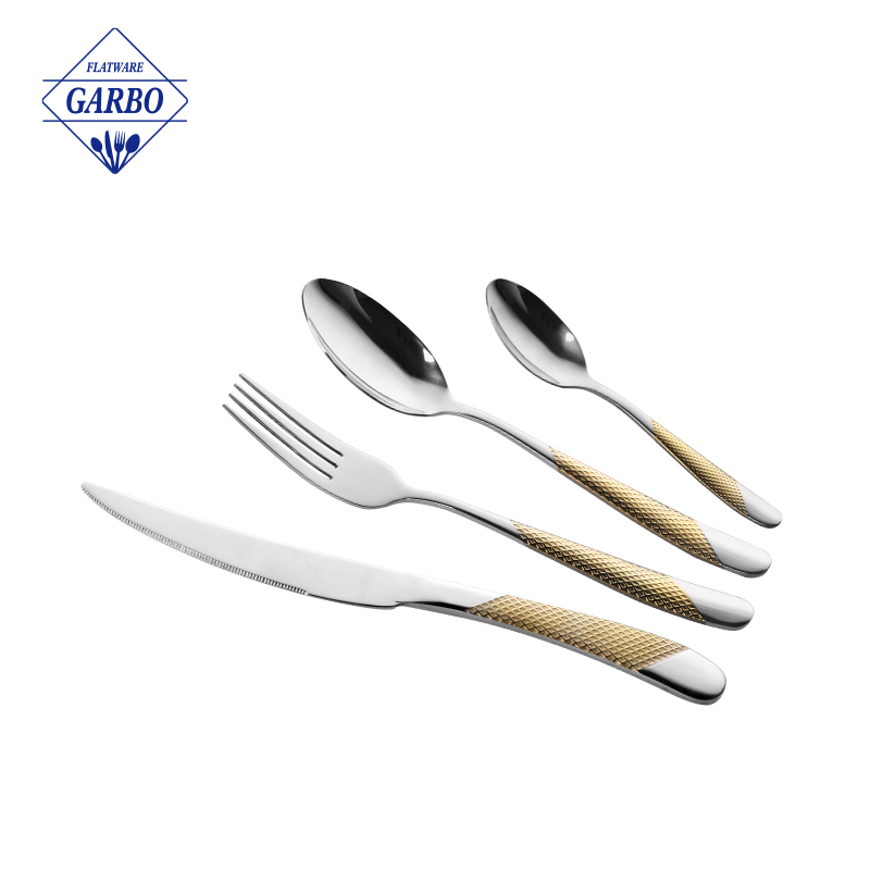 Wholesale Factory New Design Special Gold Plating Handle Cutlery Set