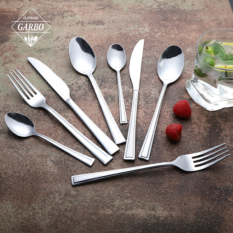 Bộ đồ bạc cao cấp Số lượng lớn Flatware Bàn dao kéo đám cưới Món tráng miệng Thép không gỉ Matte Bộ thìa và nĩa