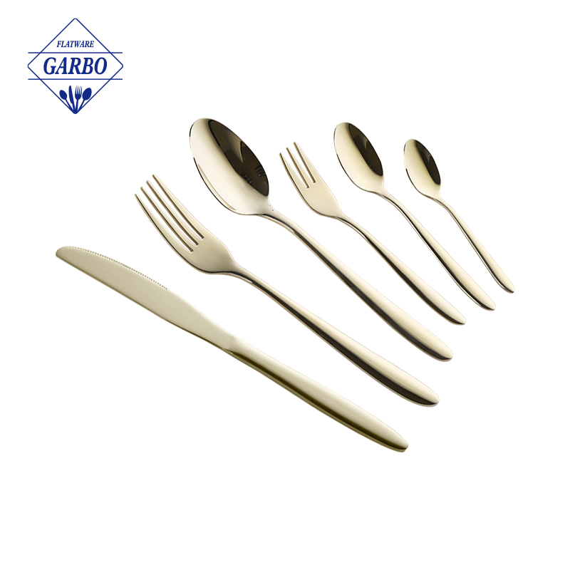 Golden 5pcs cutlery sets na may 401ss China factory